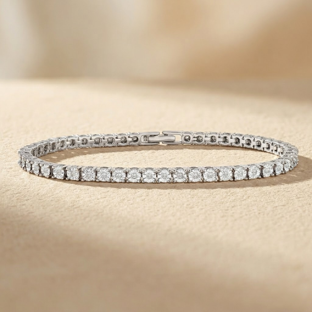 0.57ct Lab Grown Diamond Illusion Set Classic Tennis Bracelet in 925 Sterling Silver