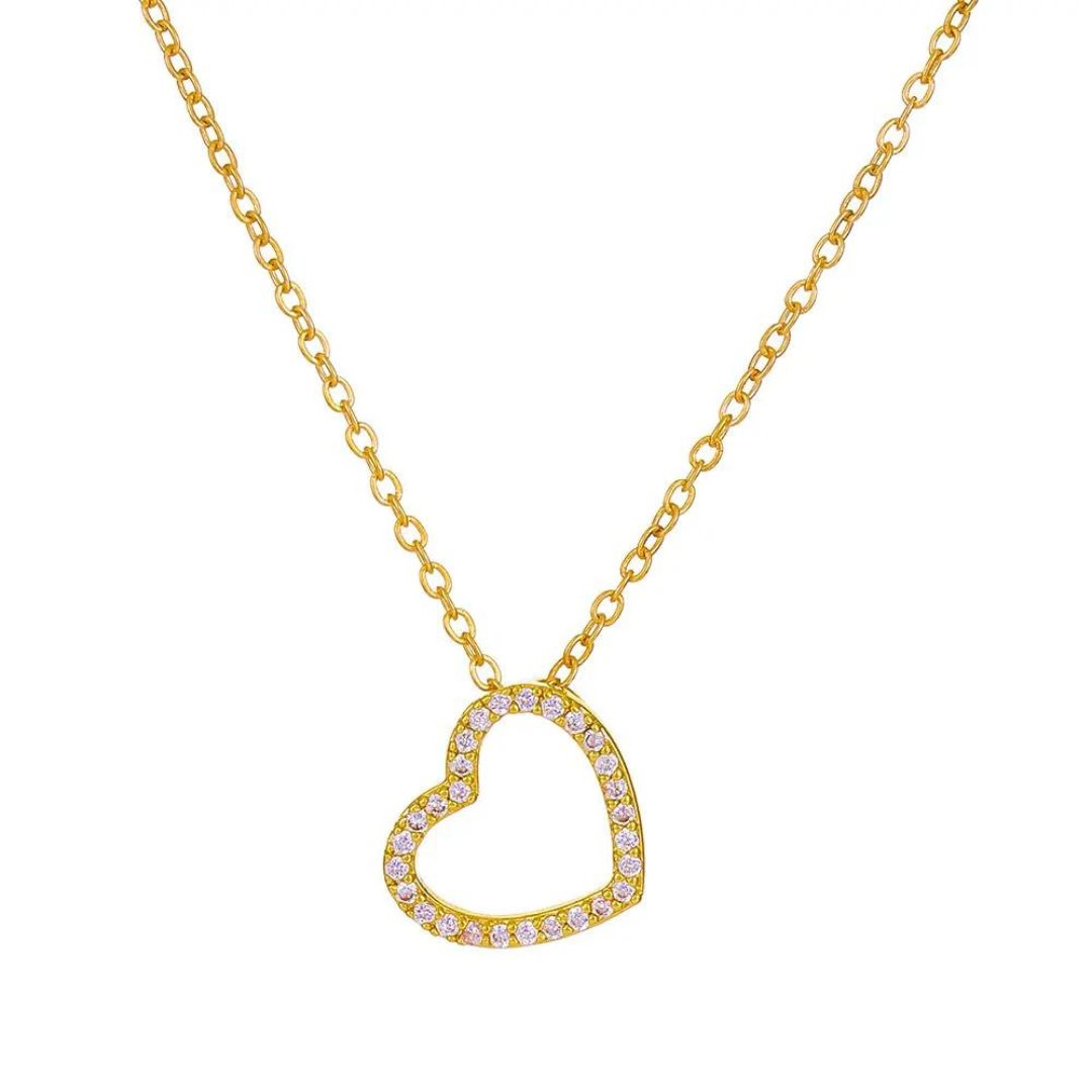 0.30ct Heart Pendant Necklace Diamond Gold