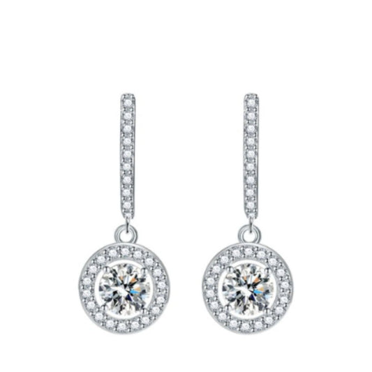 1.15ct Round Diamond Drop Earrings In 18K White Gold