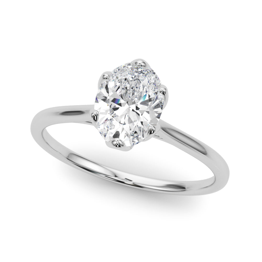 IGI Lab-Grown Oval Diamond Six Claw Solitaire Engagement Ring, VVS Clarity D Color