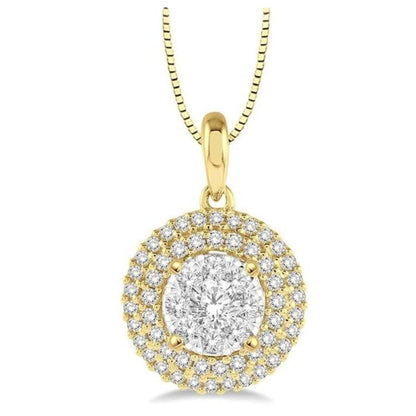 0.75 White Gold Diamond And Yellow Diamond HALO Pendant