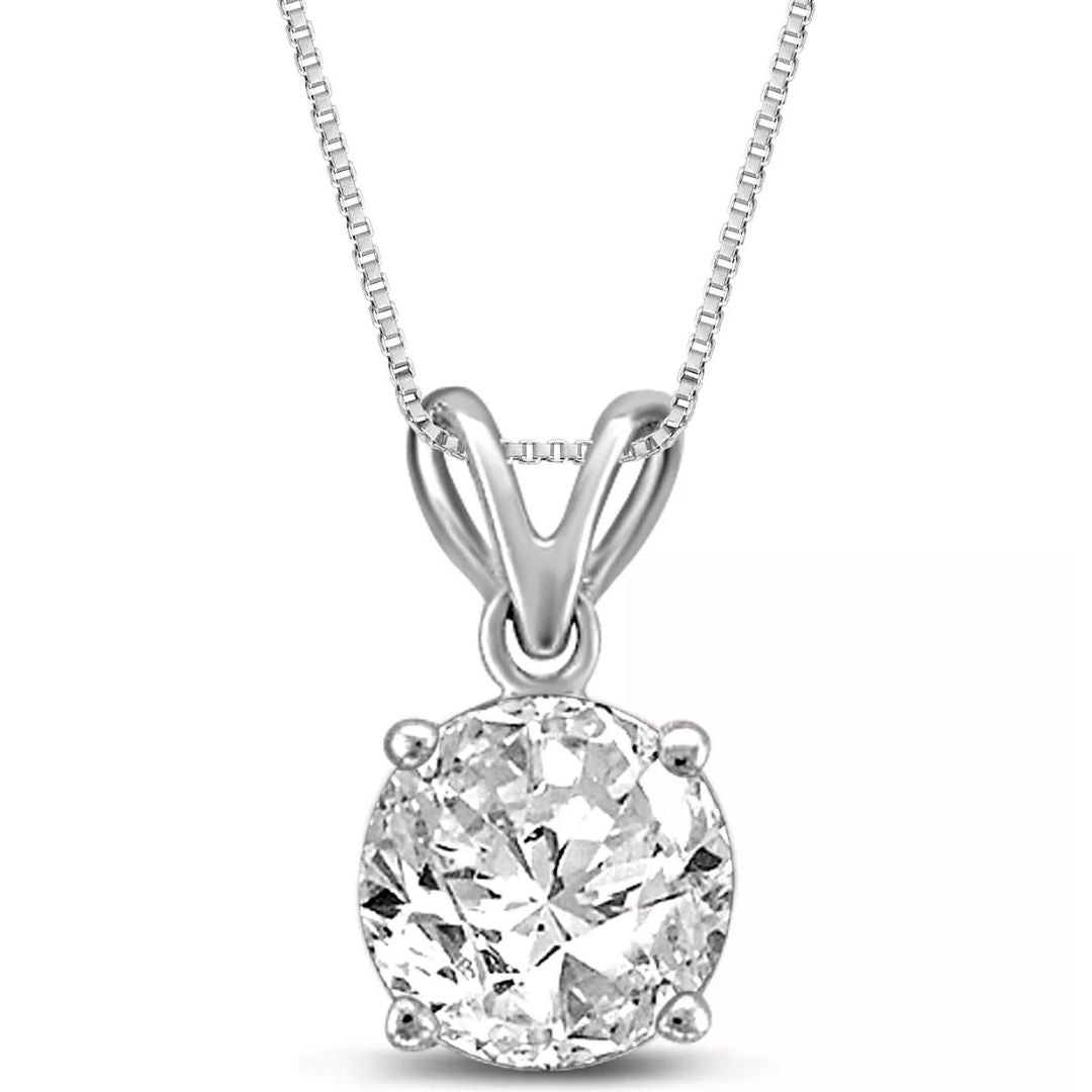 0.41ct Solitaire Diamond 18K White Gold Necklace