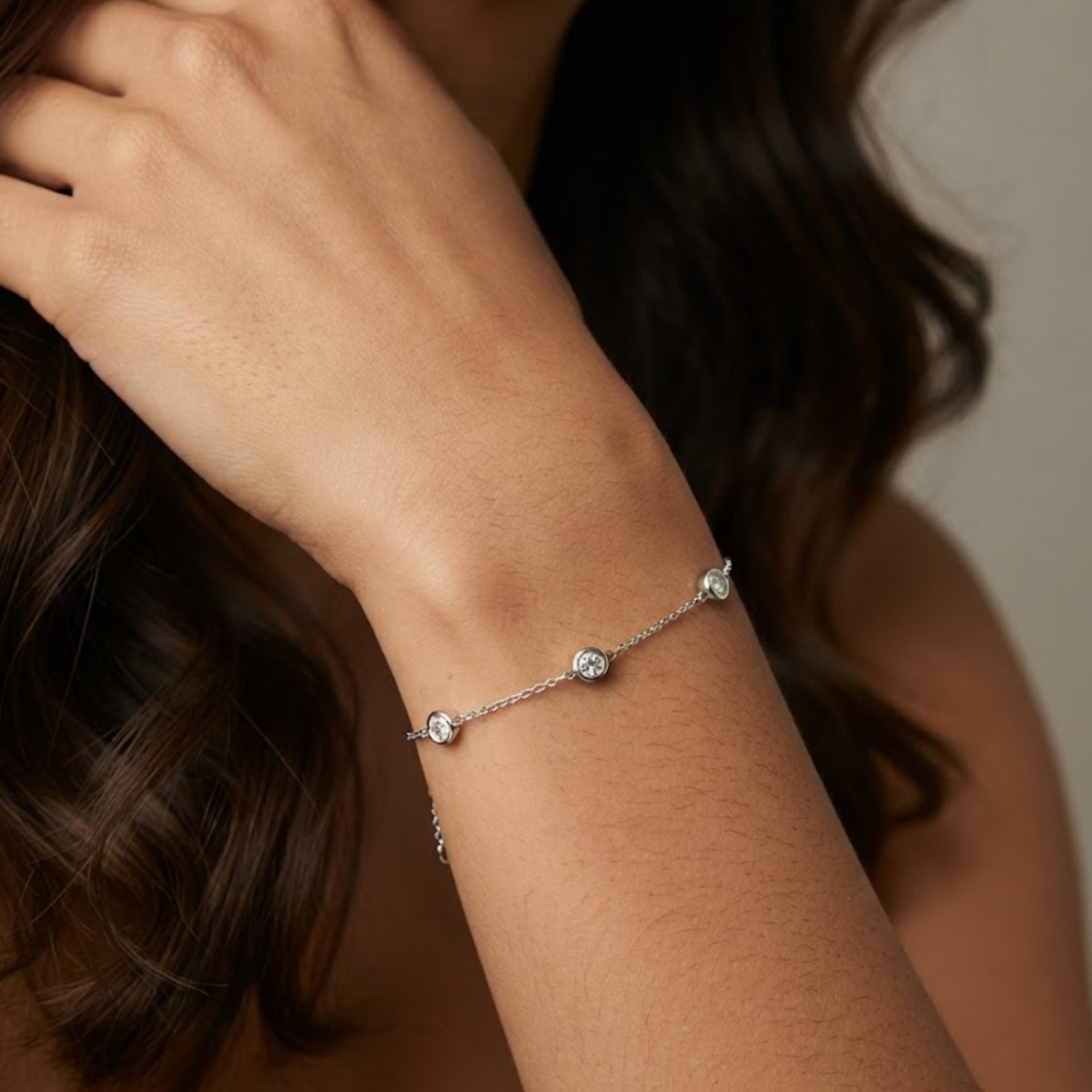 0.40 Ct D-E/VS Lab Grown Diamond Everyday Bracelet 9k White Gold Ready To Ship