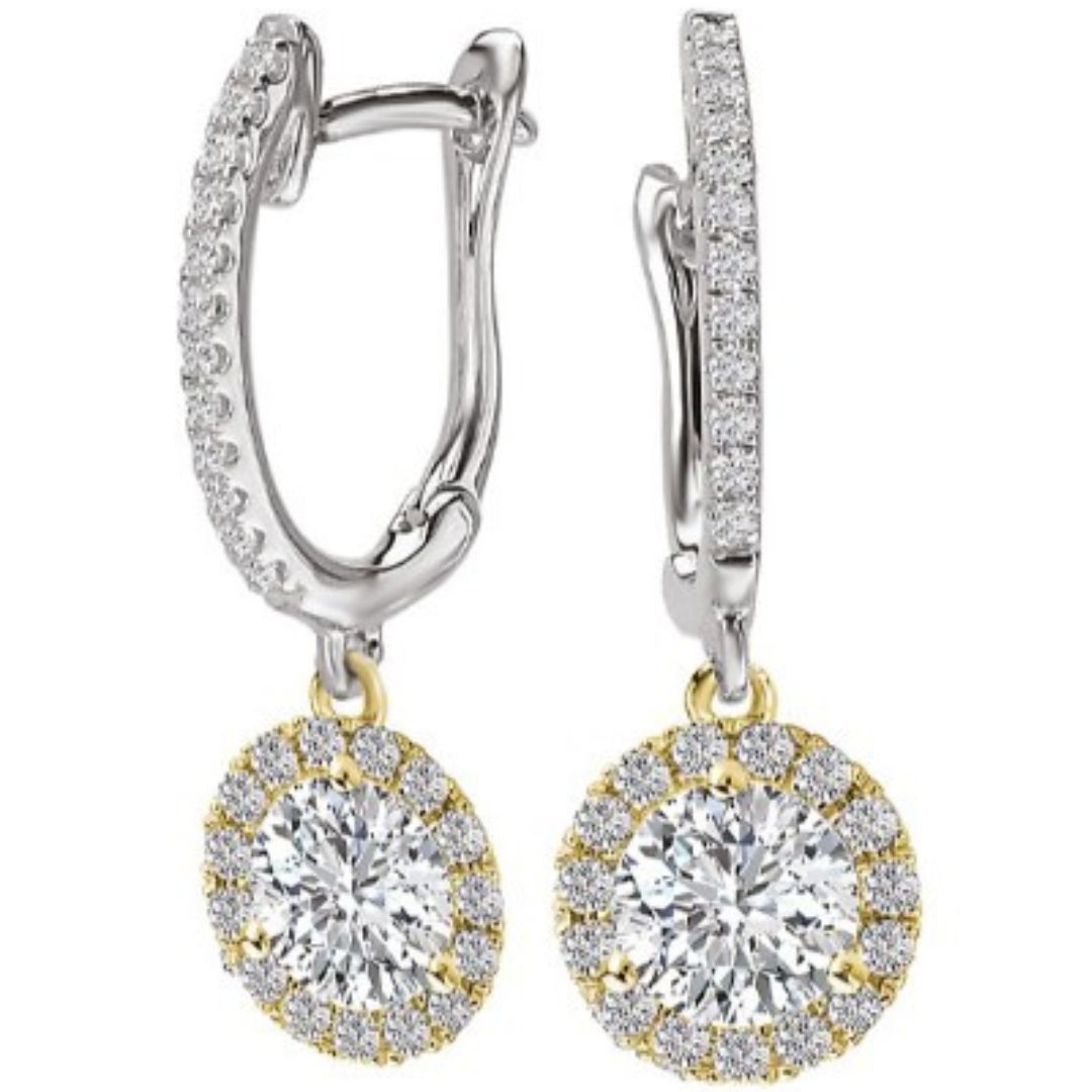 2.50ct Diamond Halo Earrings In 18K Gold