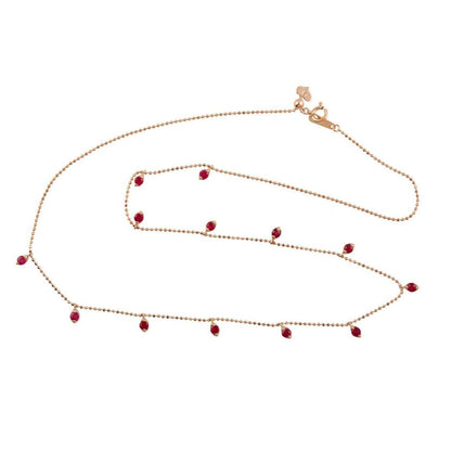 Ruby Stone and Diamond Necklace In 18K Gold