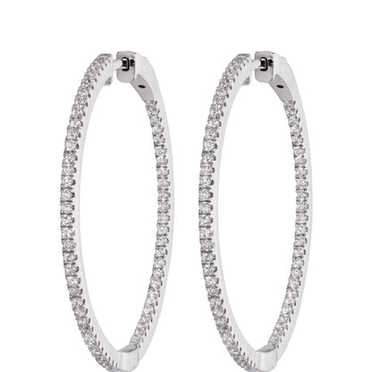 Diamond Hoop Earrings 9K White Gold