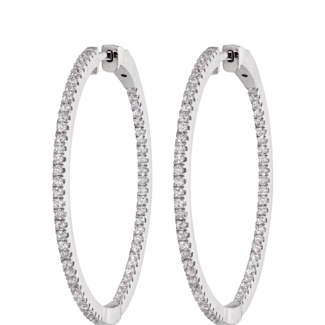2.00Ct Lab Grown Huggie Hoop Earrings in White Gold