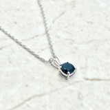 V-Bale Round Blue Sapphire Solitaire Pendant