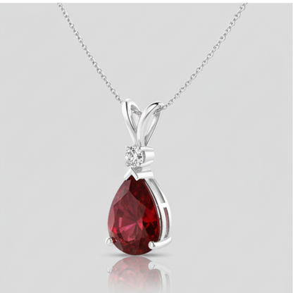 Ruby & Diamond Rose Gold Pendant Necklace