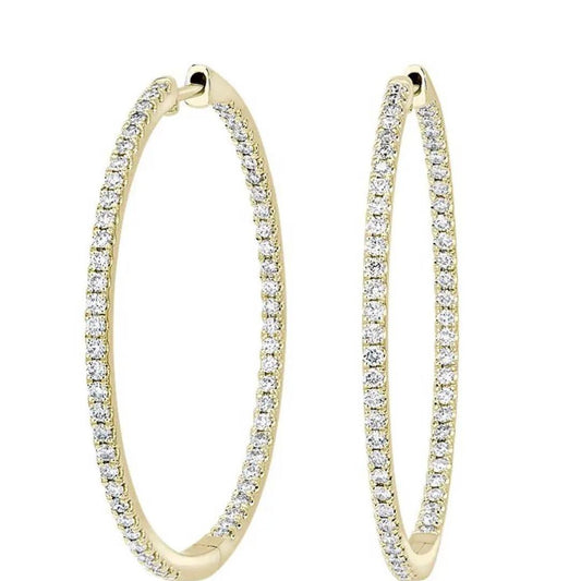 0.50  Lab Diamond Hoop Earrings In Yellow Gold