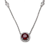 3.80Ct Round Lab Grown and Ruby Diamond Necklace Pendant in Silver