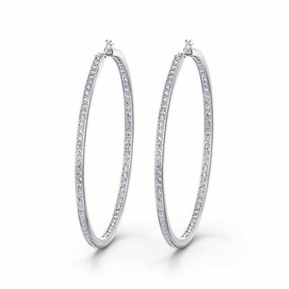 1ct Diamond Hoop Earrings  H/Si In White Gold