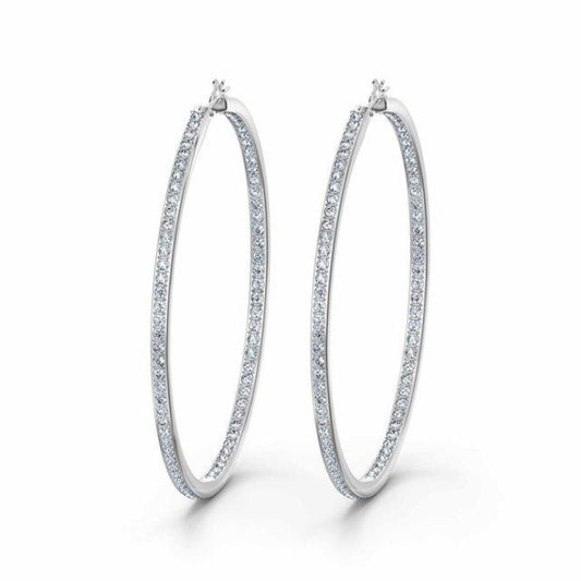 1ct Diamond Hoop Earrings  H/Si In White Gold