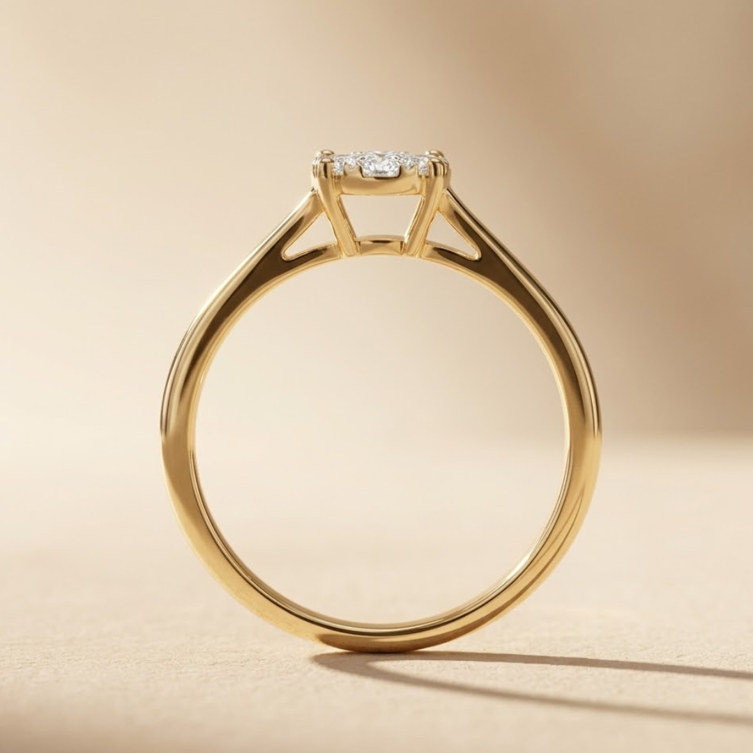 Radiant 0.25ct Cluster Solitaire Ring in 18K Gold Vermeil