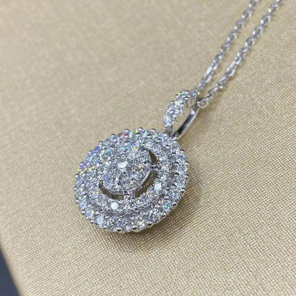 0.60Ct Round Lab Grown Diamond Halo Pendant Necklace Chain