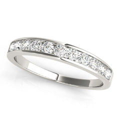 Round Cut Natural Diamond Half Eternity Wedding Band Crafted in Platinum | Channel Setting