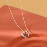 Lab Grown 0.10Ct Round Diamond Heart Shape Pendant Necklace in White Gold