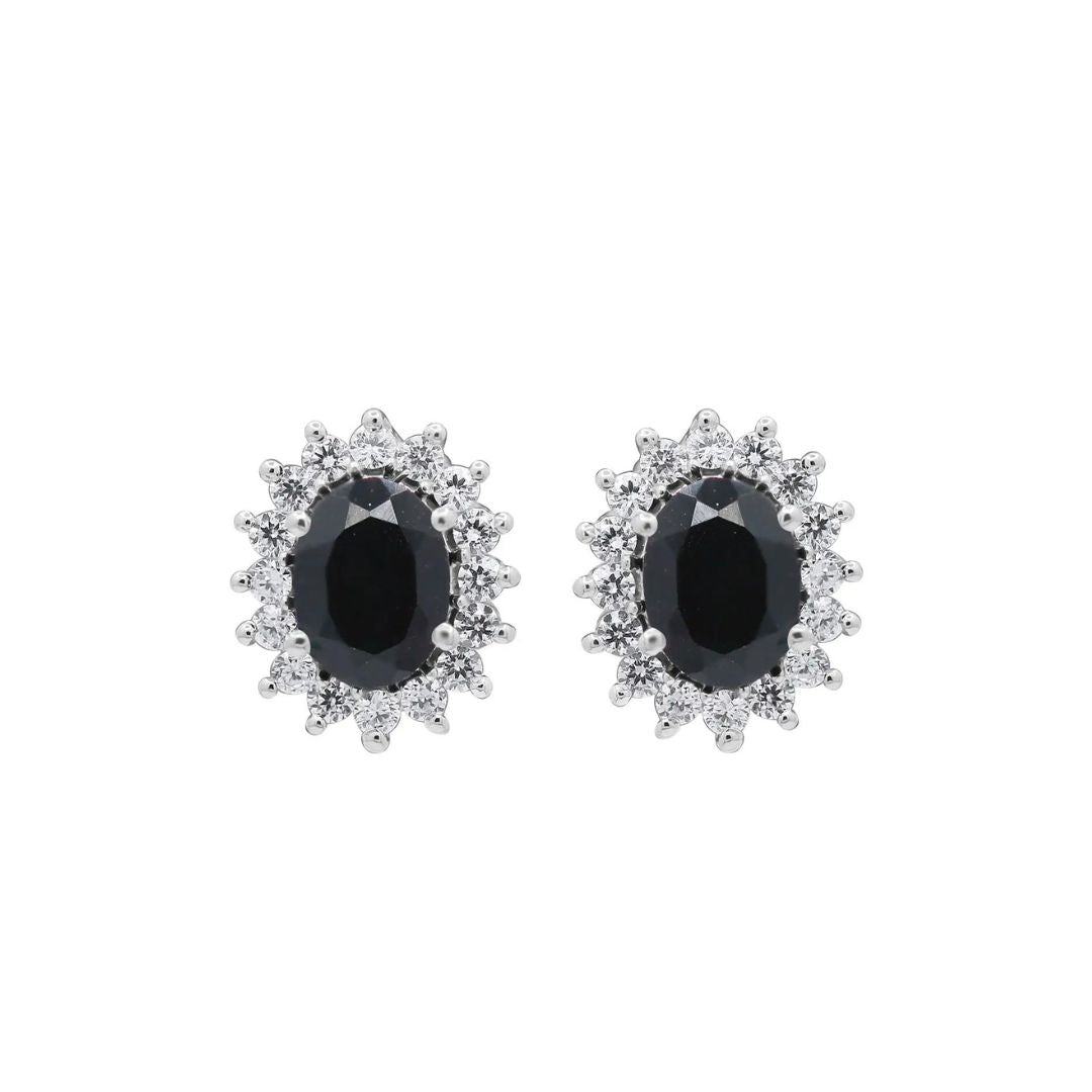 0.07ct Oval Shape Sapphire Diamond Earrings