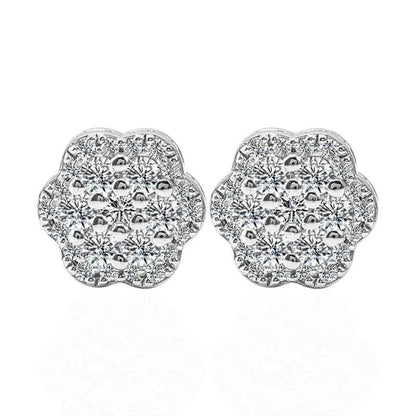 0.25ct Lab Diamond Cluster Flower Earrings in White Gold