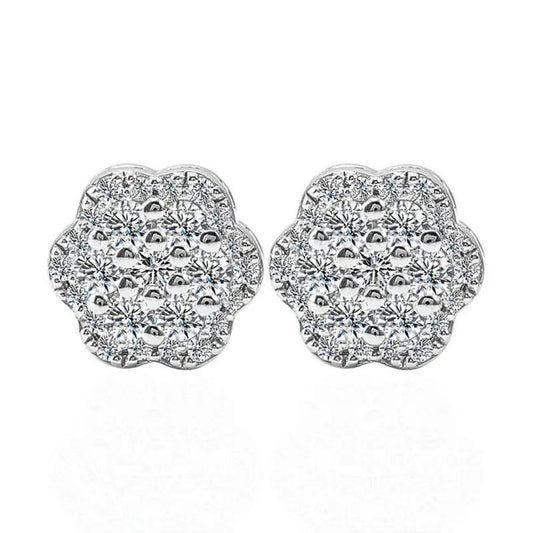 0.25ct Lab Diamond Cluster Flower Earrings in White Gold