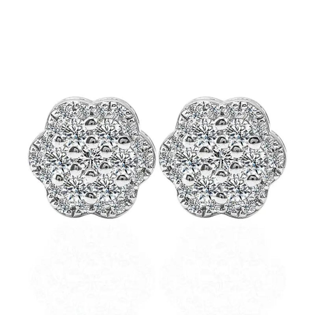 0.25Ct Lab Grown Diamond Cluster Flower Stud Earrings in White Gold