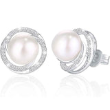 0.05Ct Pearl Solitaire Trendy Studs Earring Studded with Diamonds