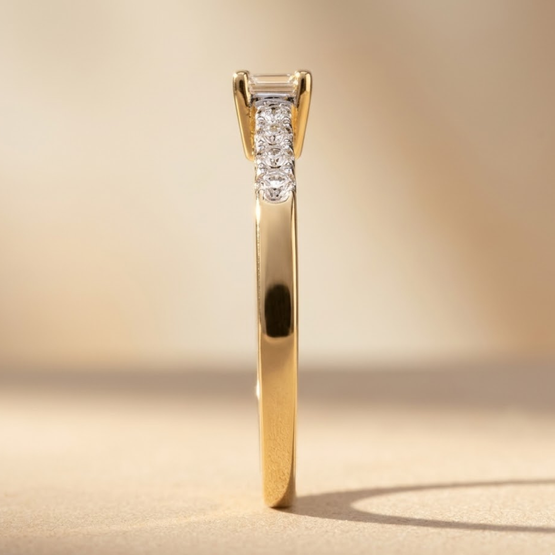 Lab Diamond Side Stone Engagement Ring 0.25ct in 18K Gold Vermeil