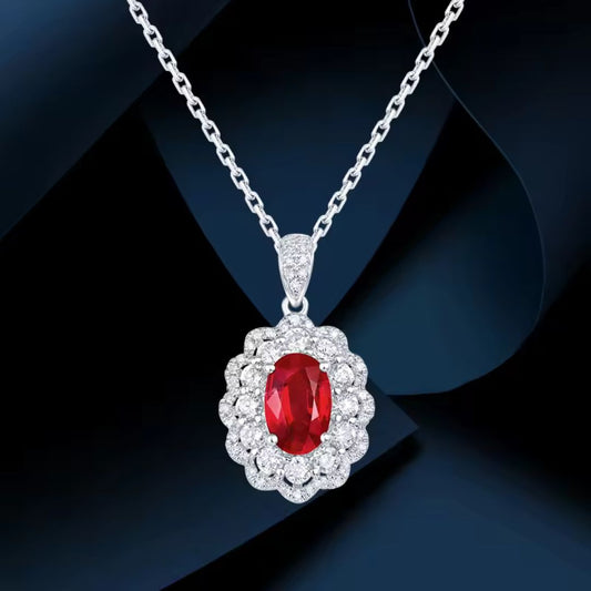 0.10ct Oval Shape Ruby Stone Necklace