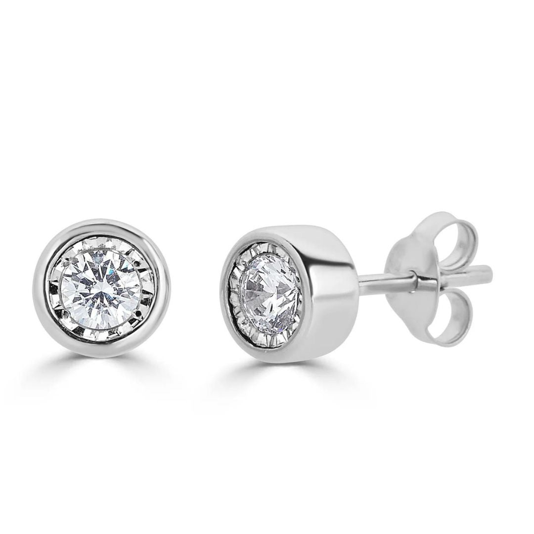0.50Ct Lab Grown Diamond Bezel Set Solitaire Studs Earrings in Platinum