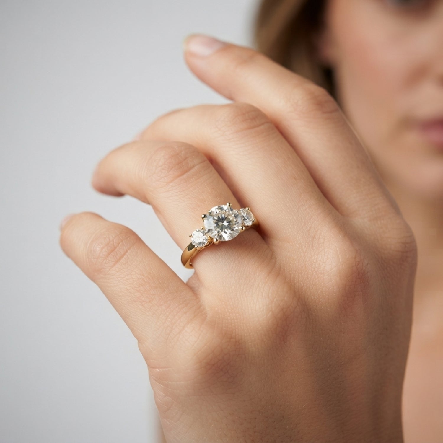 Three Stone Engagement Ring and Diamond Engagement Ring