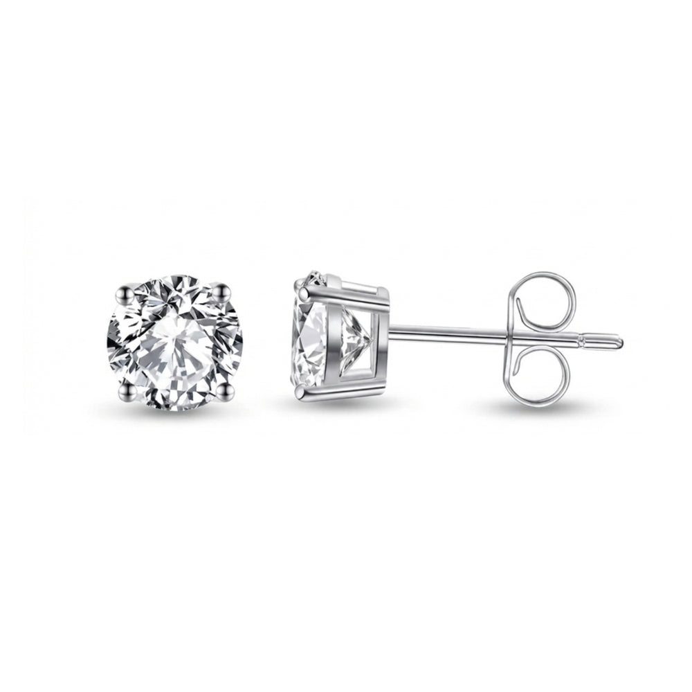 round diamond solitaire stud earrings with push back clasp