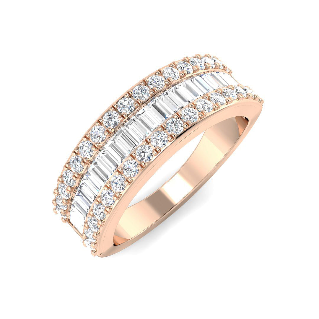Lab-Grown Round & Baguette Diamond Half Eternity Sandwich Ring | Wedding Gift For Her | UK Hallmarked