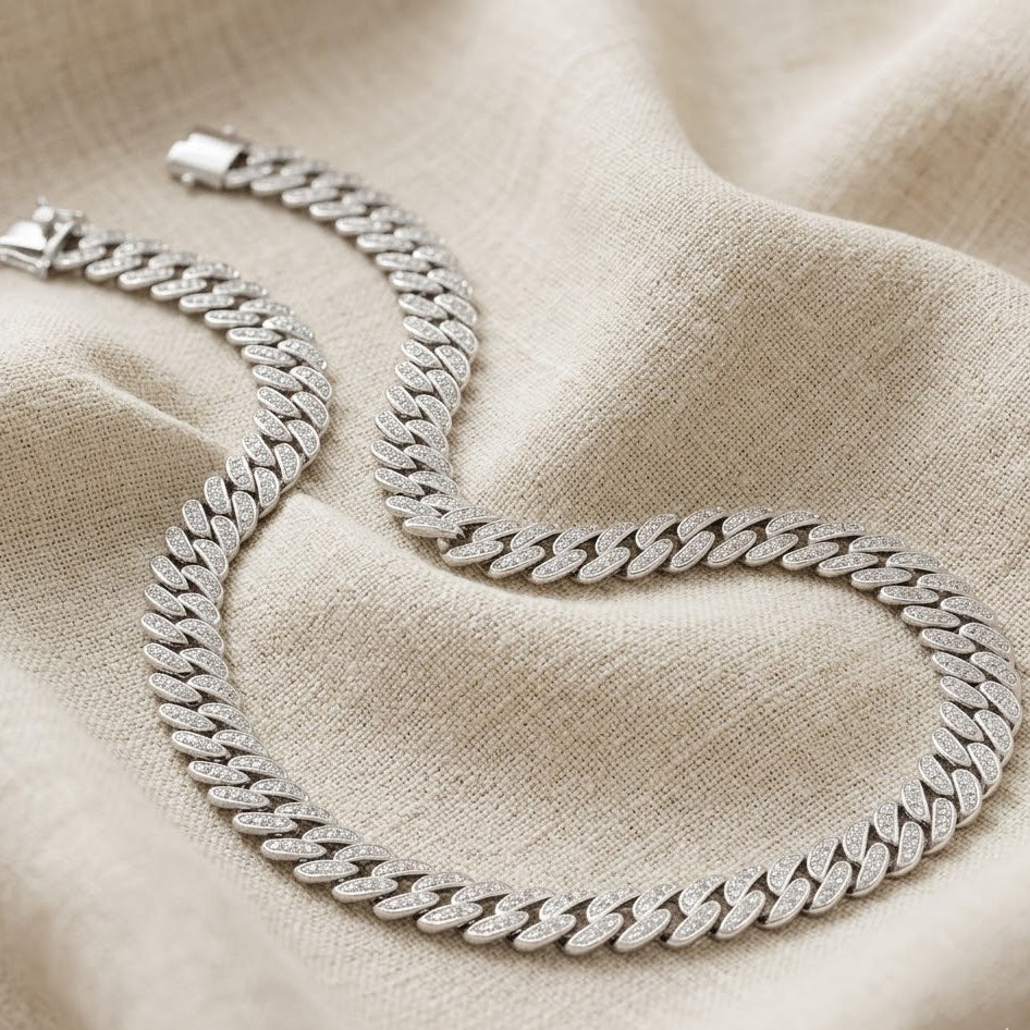 21 Inch Havana Cuban Lab Diamond Necklace 3.00ct Set in 925 Silver
