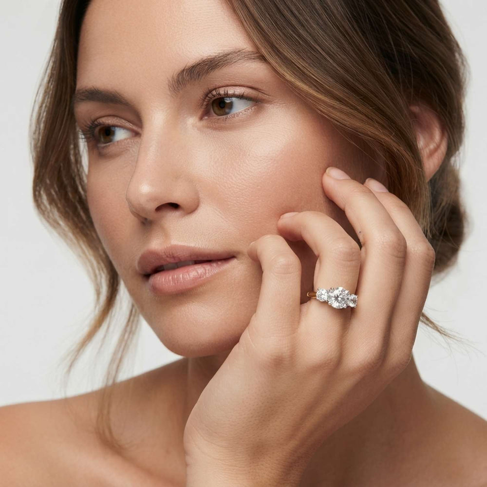 2.00ct Lab Grown Round Cut Diamond Trilogy Ring Birthday Gift
