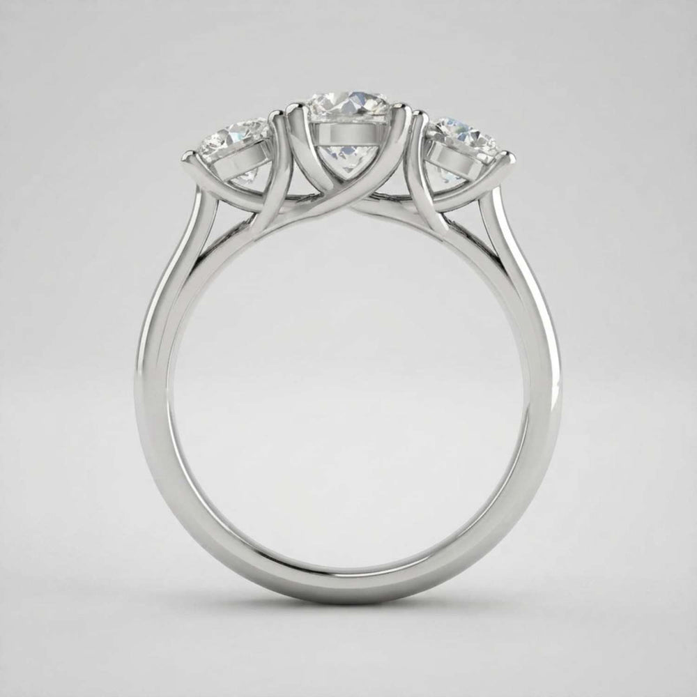 2.00ct Lab Grown Round Cut Diamond Trilogy Ring Luxury Gift Wife