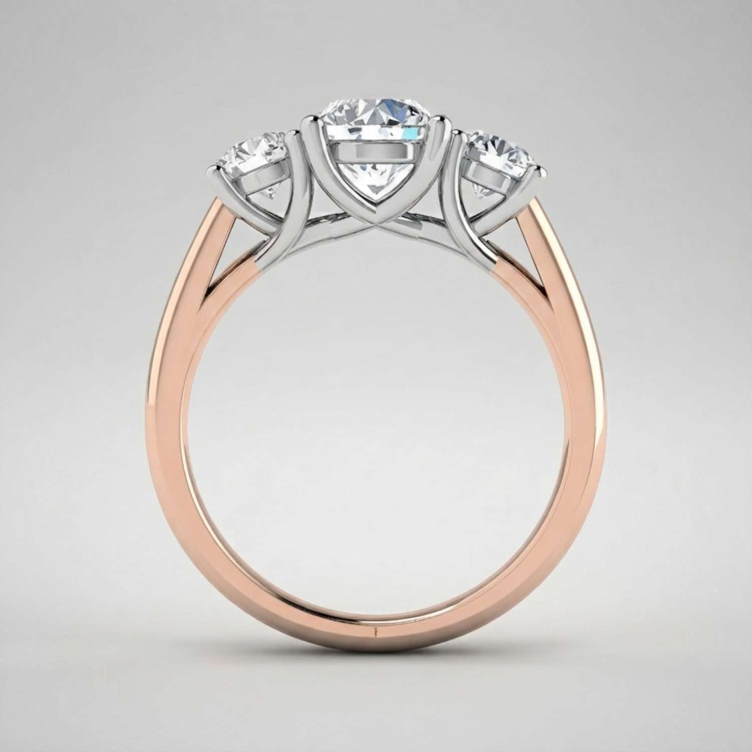 2.00ct Lab Grown Round Cut Diamond Trilogy Ring Platinum UK Made