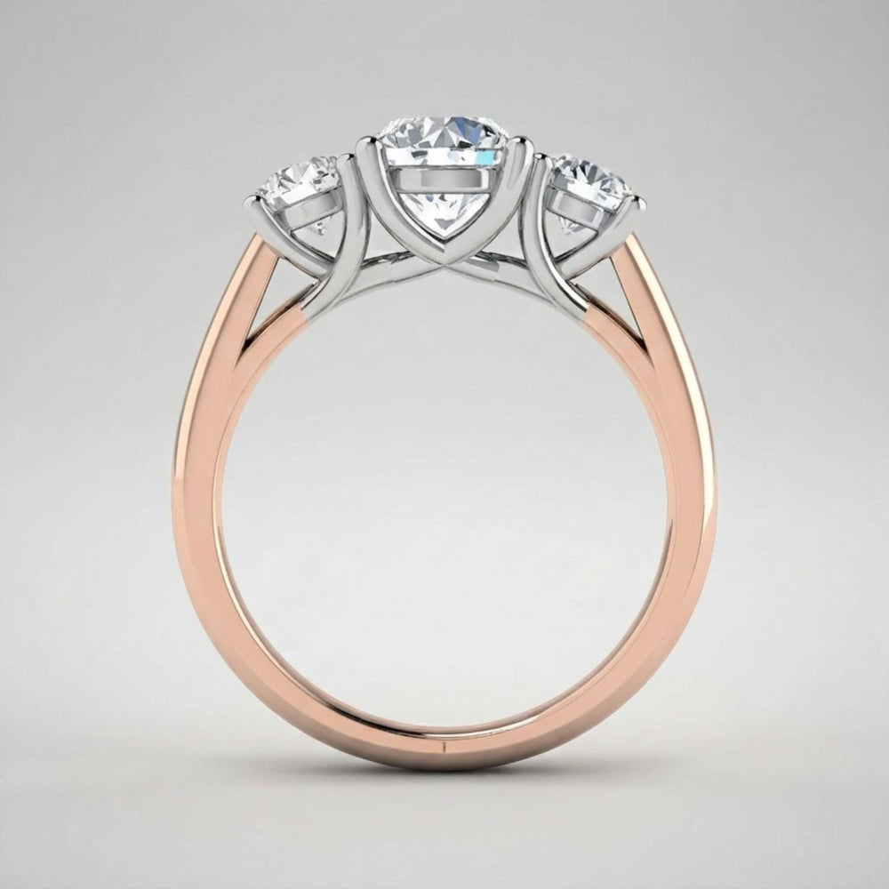 2.00ct Lab Grown Round Cut Diamond Trilogy Ring Platinum UK Made