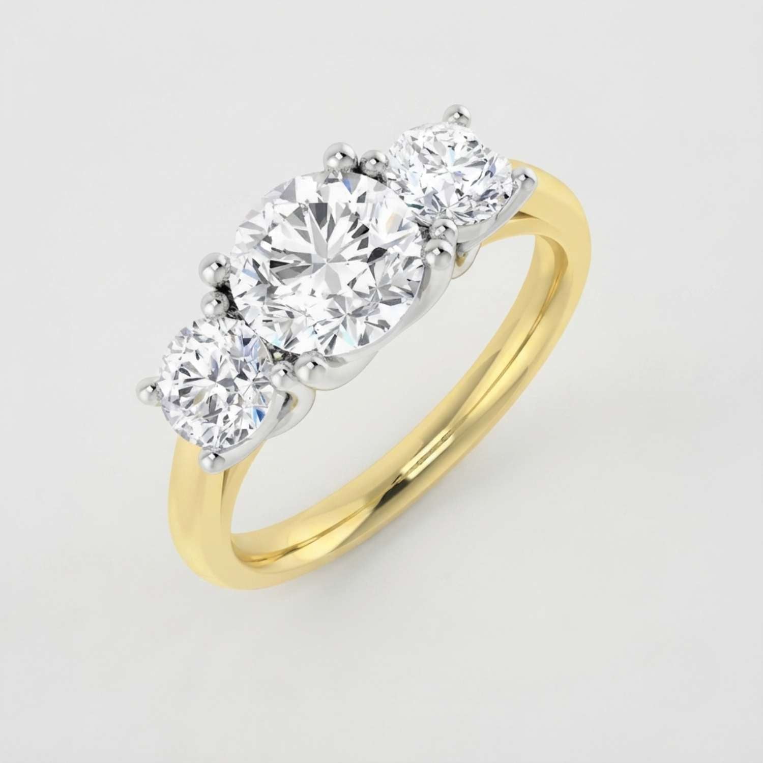 2.00ct Lab Grown Round Cut Diamond Trilogy Ring Proposal Ring