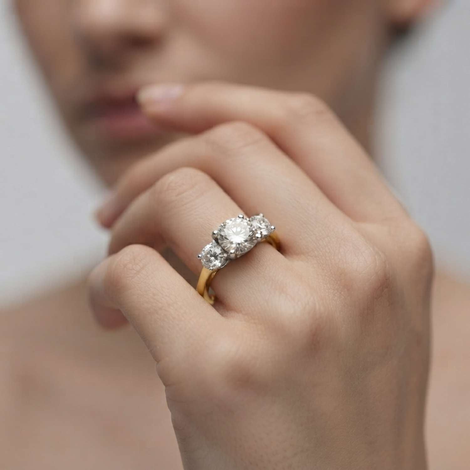 2.00ct Lab Grown Round Cut Diamond Trilogy Ring Valentines Gift