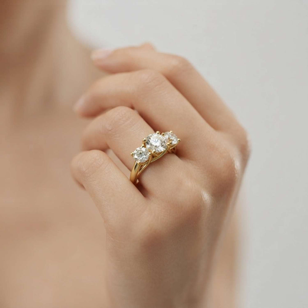 2.00ct Lab Grown Round Cut Diamond Trilogy Ring Wedding Gift Her