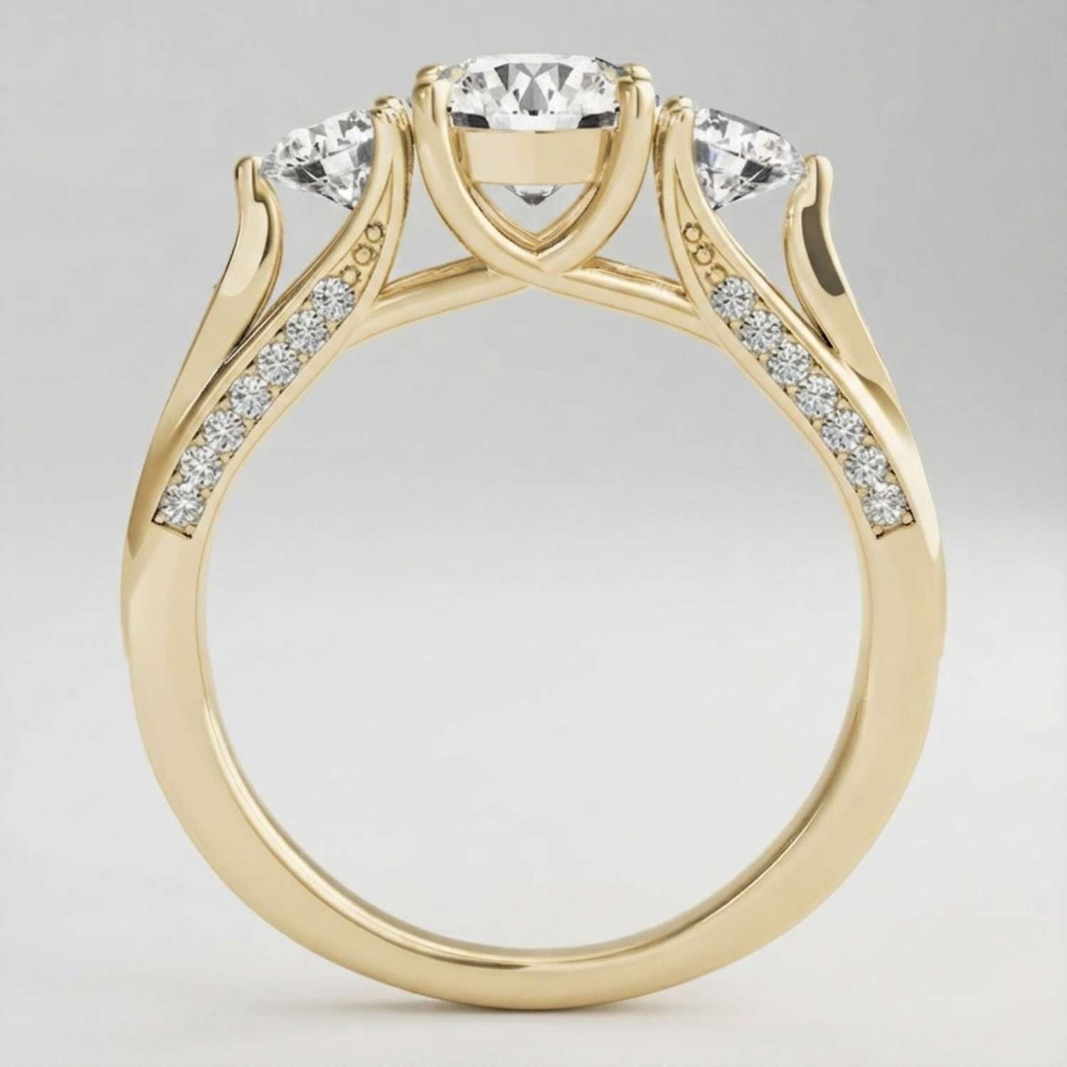 2.00Ct Lab Grown Round Diamond Trilogy Engagement Ring Bridal Gift