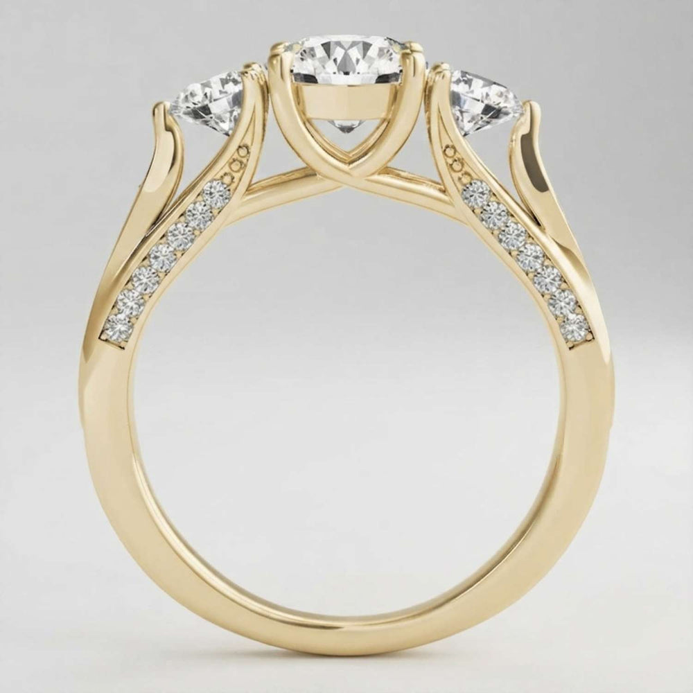 2.00Ct Lab Grown Round Diamond Trilogy Engagement Ring Bridal Gift