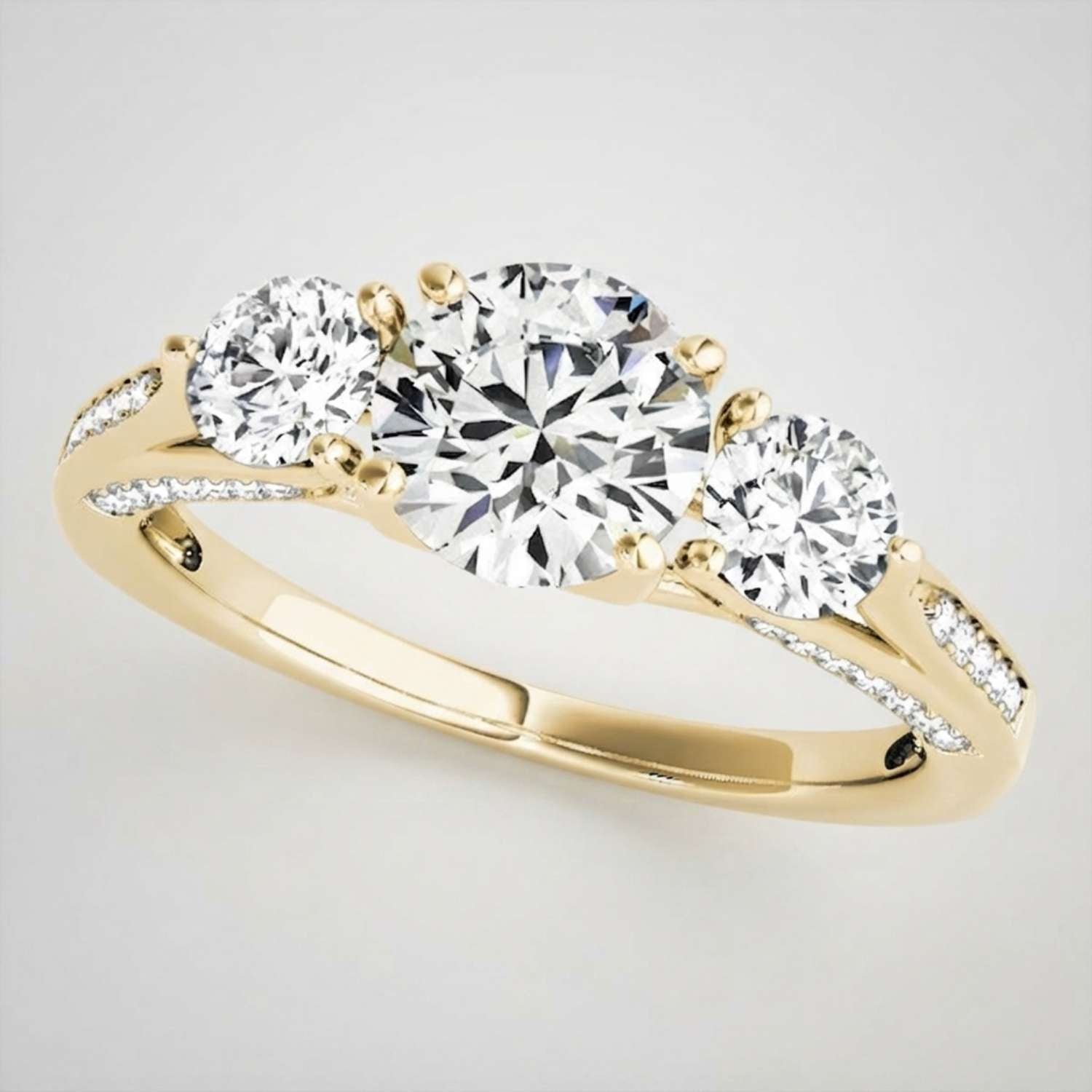 2.00Ct Lab Grown Round Diamond Trilogy Engagement Ring Christmas Gift