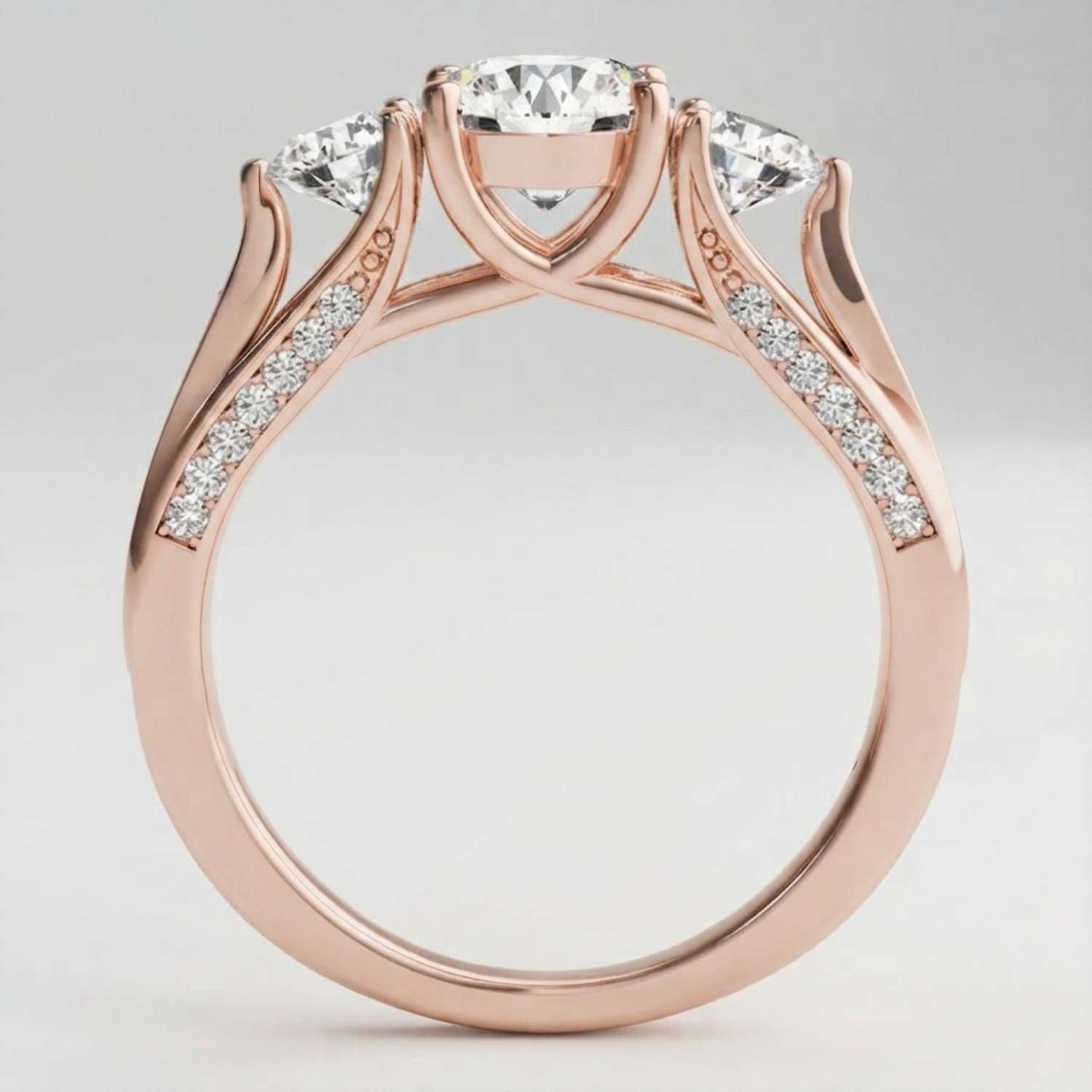 2.00Ct Lab Grown Round Diamond Trilogy Engagement Ring Forever Love