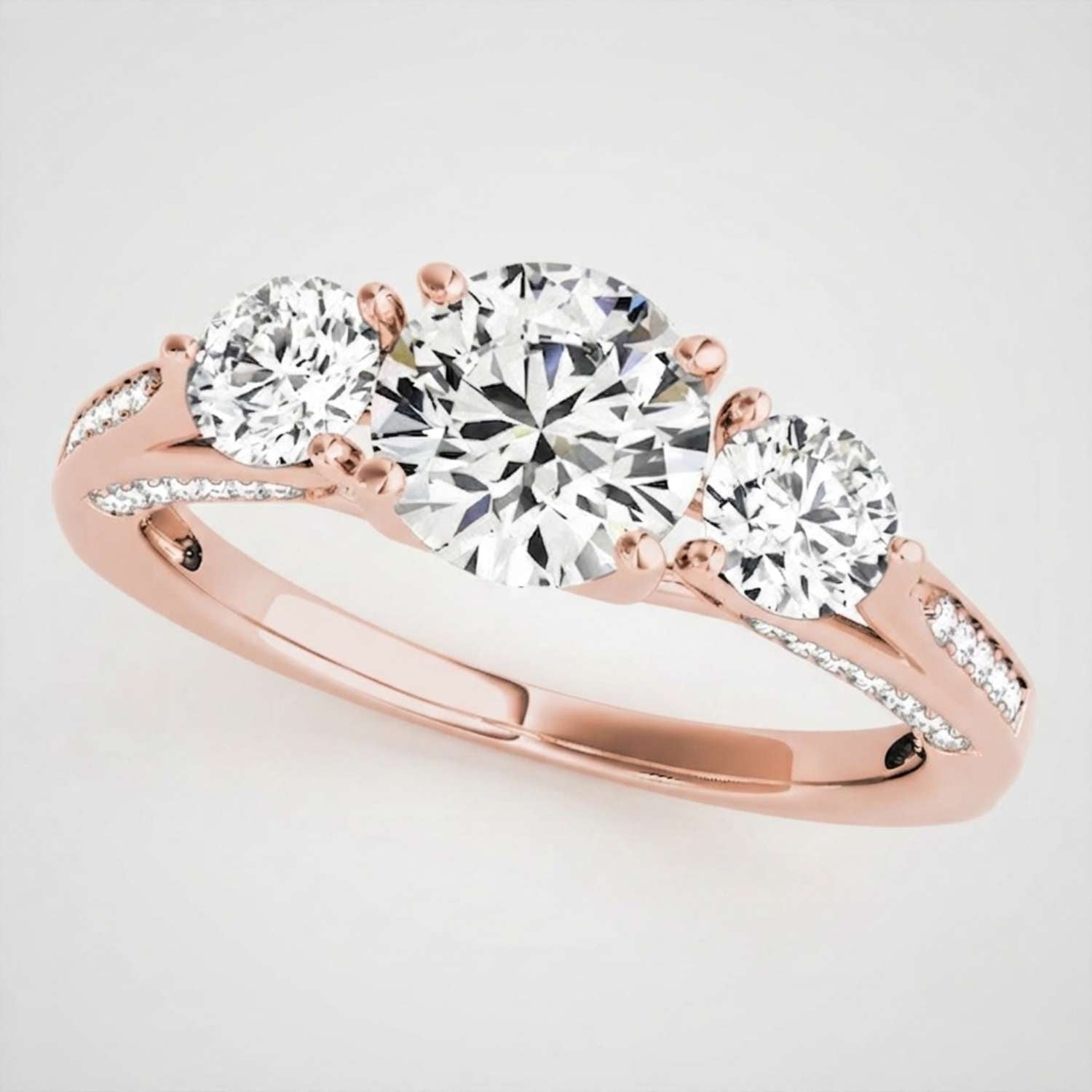 2.00Ct Lab Grown Round Diamond Trilogy Engagement Ring Mothers Day Gift