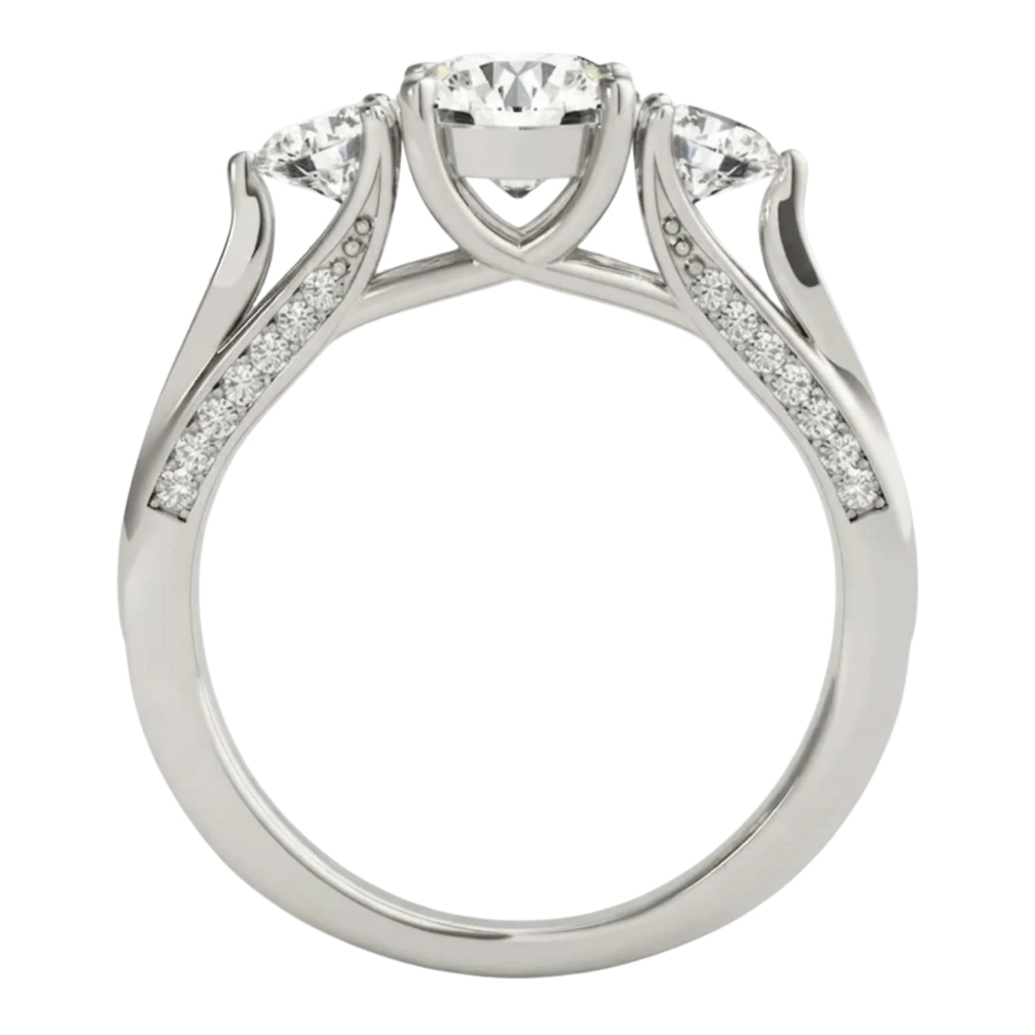 2.00Ct Lab Grown Round Diamond Trilogy Engagement Ring Proposal Ring