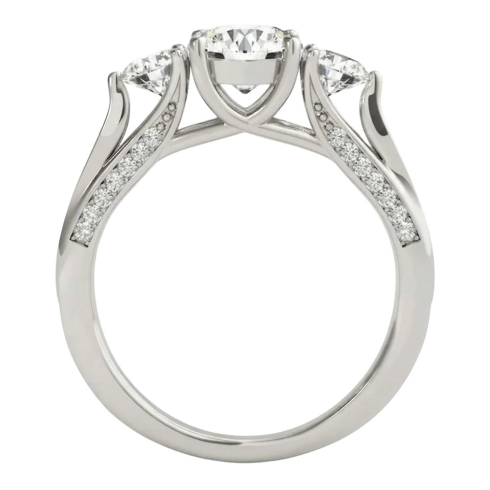 2.00Ct Lab Grown Round Diamond Trilogy Engagement Ring Proposal Ring