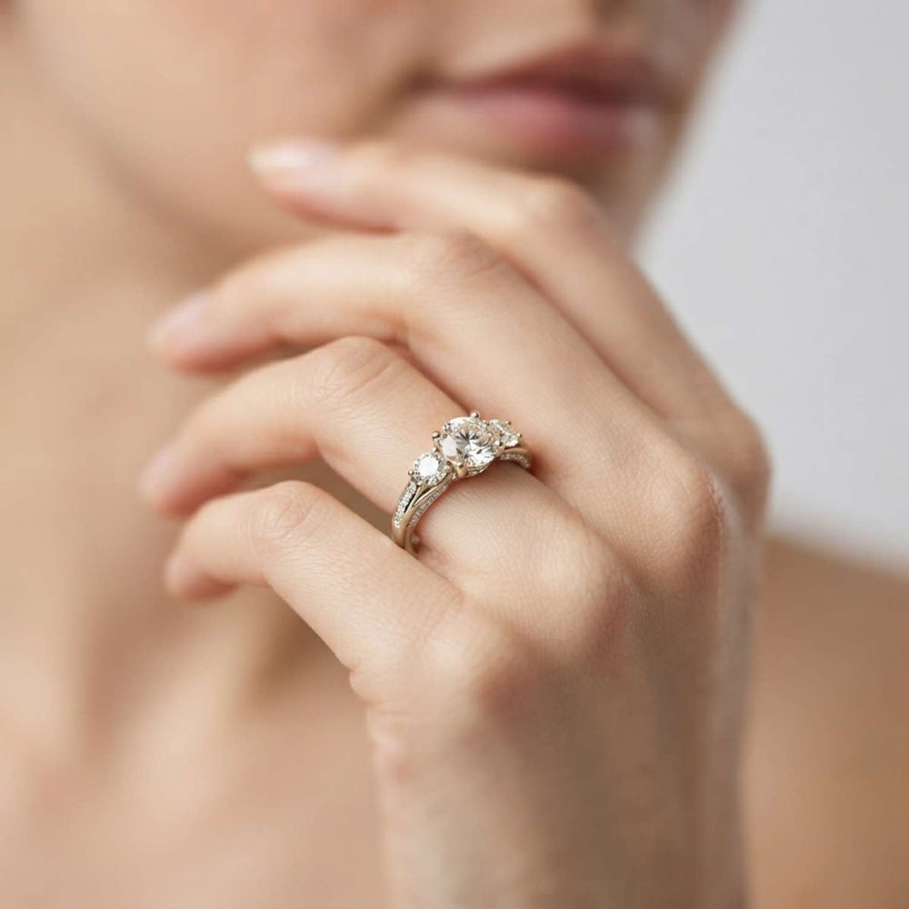 2.00Ct Lab Grown Round Diamond Trilogy Engagement Ring Valentines Gift