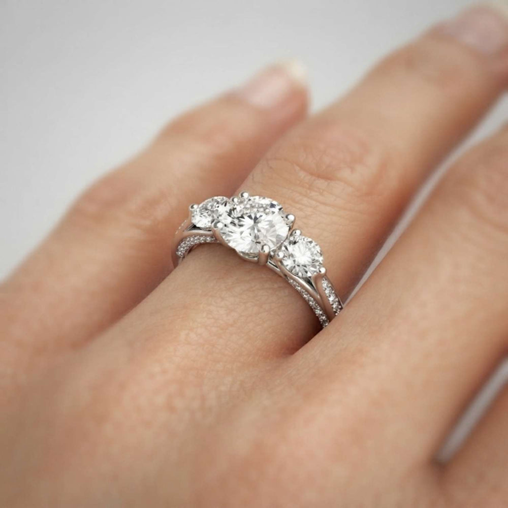 2.00Ct Lab Grown Round Diamond Trilogy Engagement Ring Wedding Gift