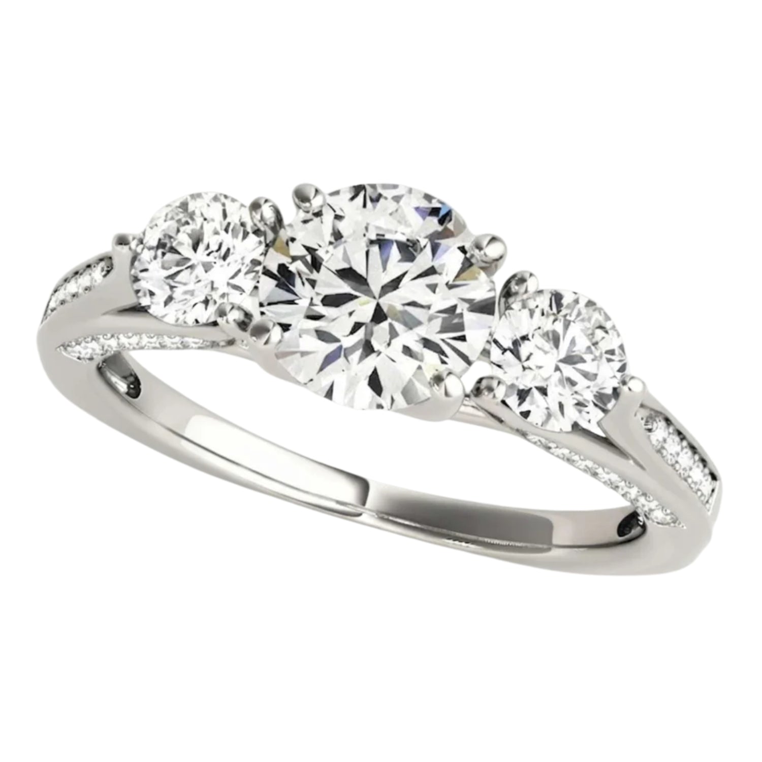2.00Ct Lab Grown Round Diamond Trilogy Engagement Ring Anniversary Gift